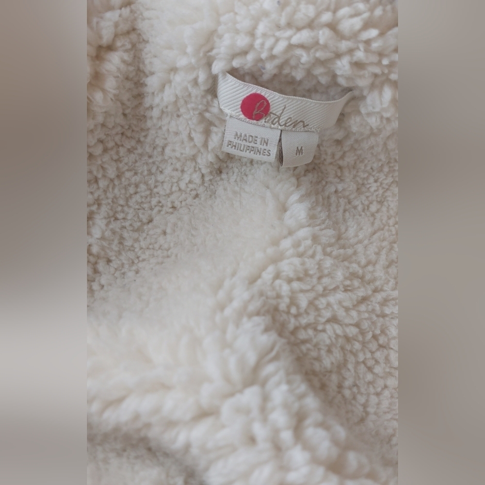 Boden Fuzzy Dressing Gown Robe Size Medium Polka-dot Pink Black Cozy Comfy Warm - Picture 8 of 13